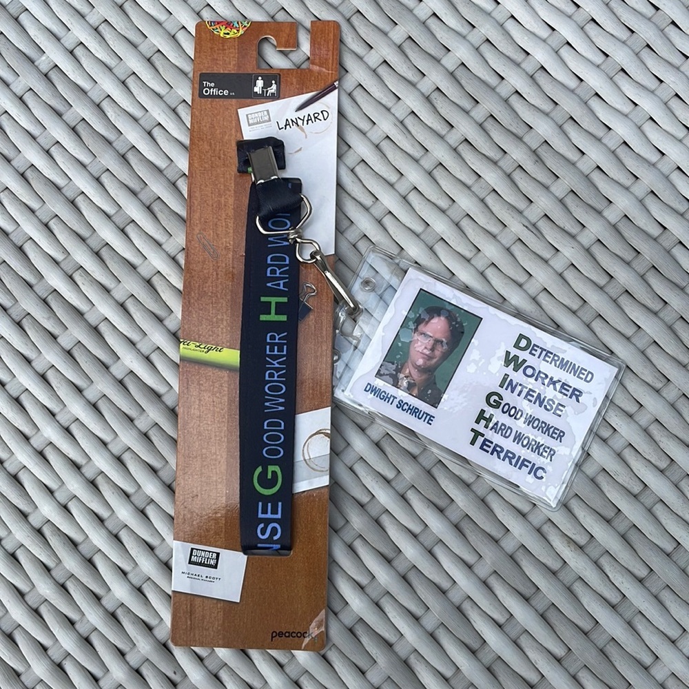 NEW- The Office TV Show Dunder Mifflin Dwight Costume Lanyard ID Badge